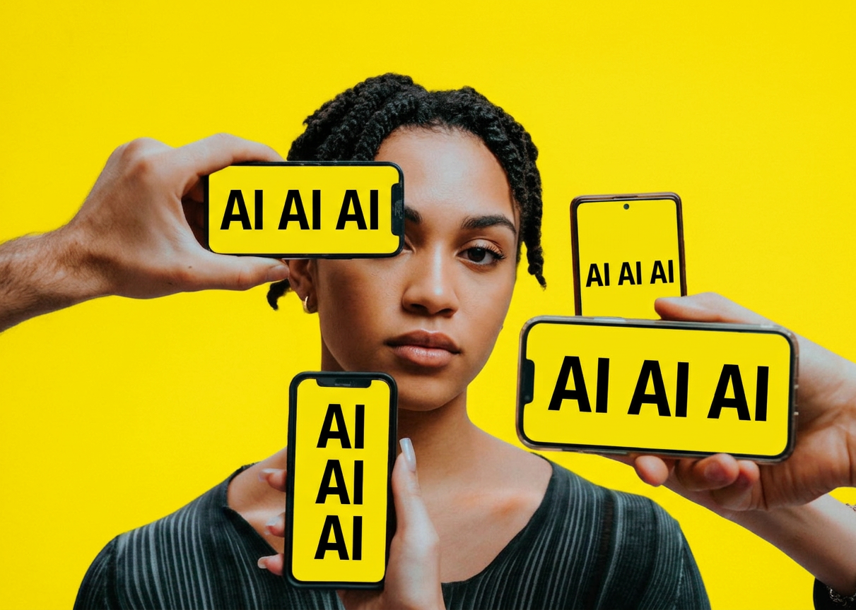 Woman with AI phones